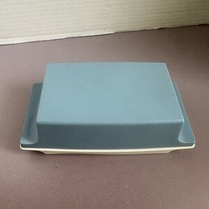 Tupperware Blue and Cream Butter Dish